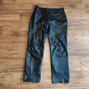 Harley-Davidson Black Leather Pants - Size 36 Men's Motorcycle Riding Y2K